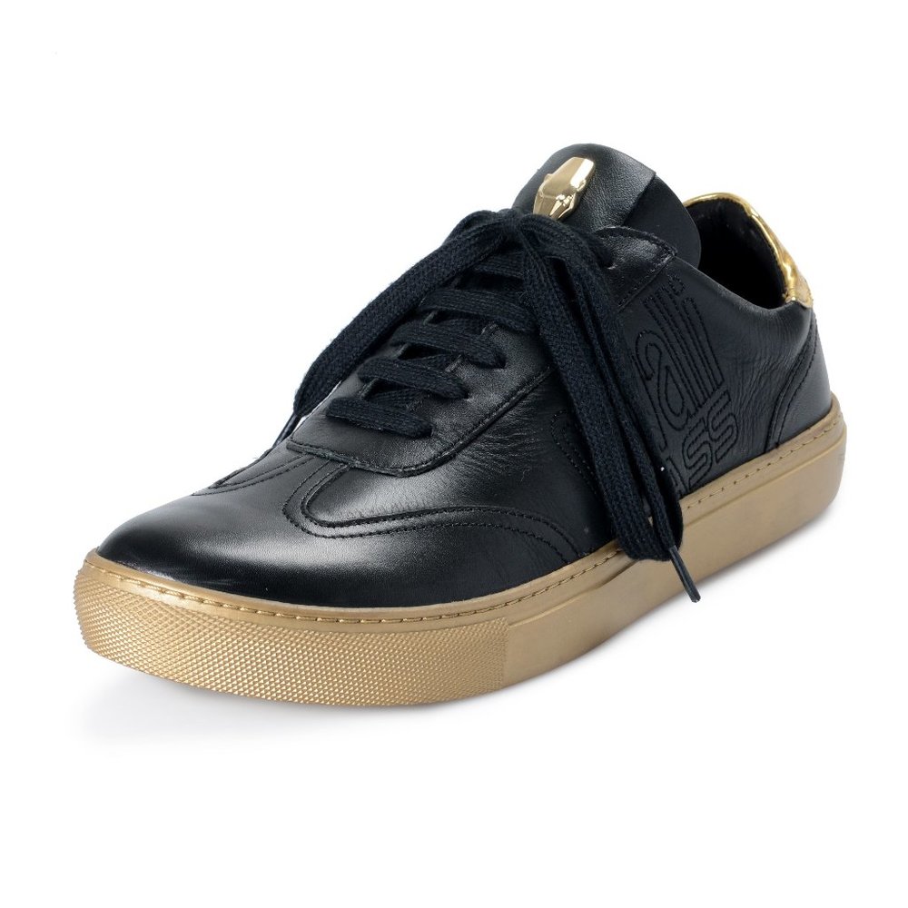 Cavalli Class Men's Black Leather Fashion Sneakers